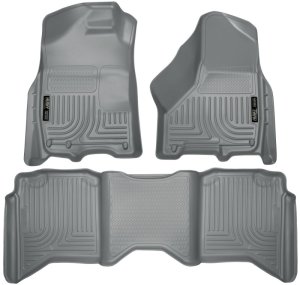Ram 3500 Floor Liners - Front + Rear - Husky Liners - WeatherBeater Combo - Gray - 2012